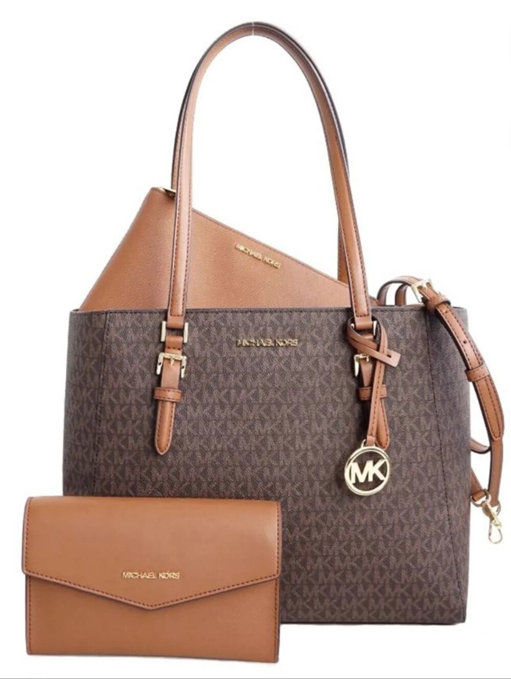 Michael Kors Large Charlotte  MK Logo  3 In One Tote Bag Set